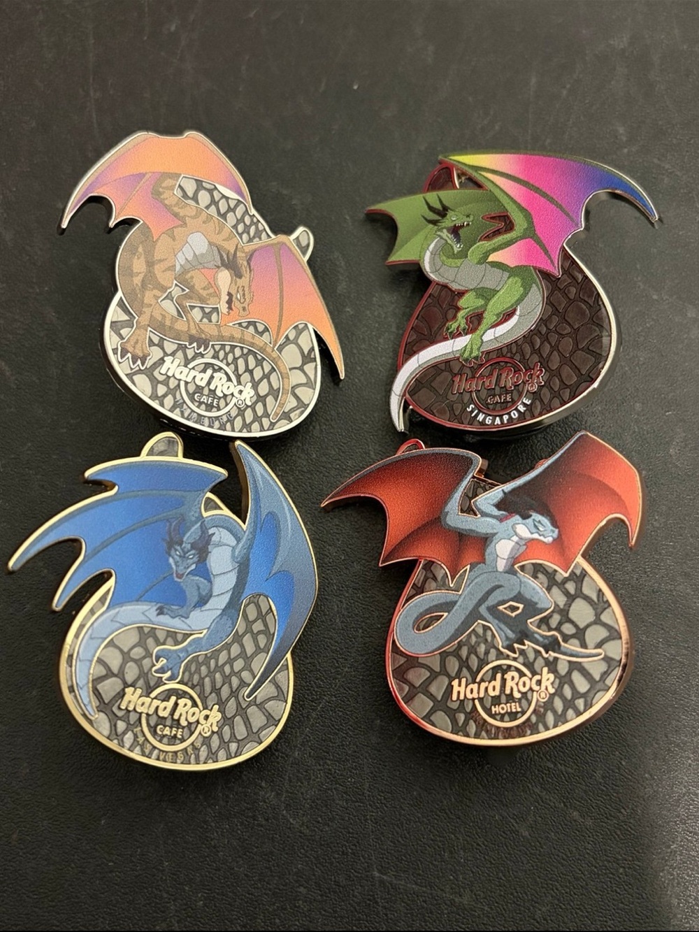 Hard Rock Cafe Hotel Dragon Guitar Series 2024 Pin Bundle of 4 Limited Edition